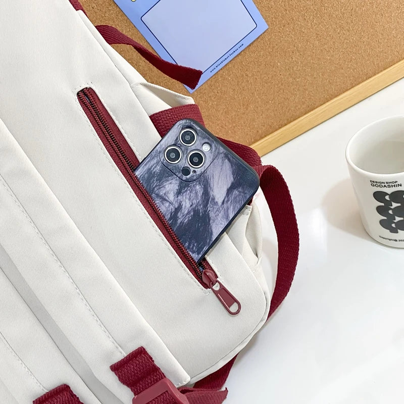 Waterproof Nylon Women Backpack for School Student with Laptop Compartment