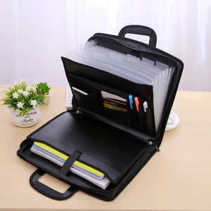 Canvas Document Bag Waterproof Multi-Layer File Organizer