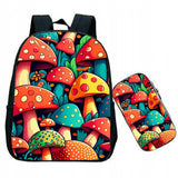 Mushroom Backpacks Kids Vintage Vegan People Life Schoolbags Boys Girls 12 Inch