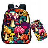 Mushroom Backpacks Kids Vintage Vegan People Life Schoolbags Boys Girls 12 Inch