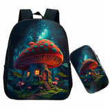 Mushroom Backpacks Kids Vintage Vegan People Life Schoolbags Boys Girls 12 Inch