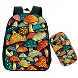 Mushroom Backpacks Kids Vintage Vegan People Life Schoolbags Boys Girls 12 Inch