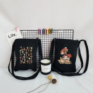 Mushroom Canvas Handbag Messenger Bag Girls Shoulder Bag