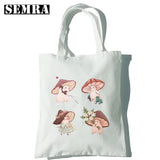 Mushroom Herbology Classic Women Canvas Tote Bag Large Capacity