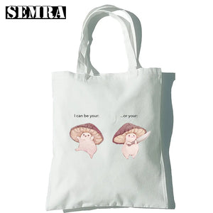 Mushroom Herbology Classic Women Canvas Tote Bag Large Capacity