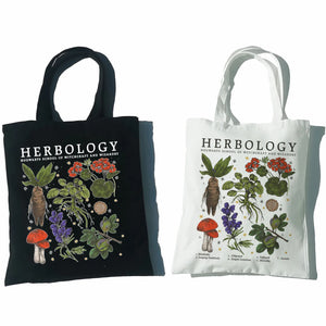 Mushroom Herbology Classic Women Canvas Tote Bag Large Capacity
