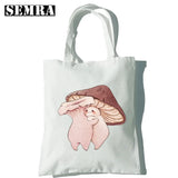 Mushroom Herbology Classic Women Canvas Tote Bag Large Capacity