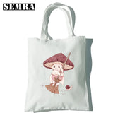 Mushroom Herbology Classic Women Canvas Tote Bag Large Capacity