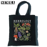 Mushroom Herbology Classic Women Canvas Tote Bag Large Capacity