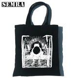 Mushroom Moon Cartoon Women Tote Bag Large Capacity Classic Shoulder Handbag