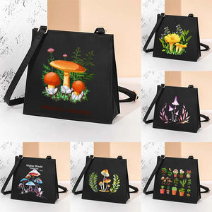 Mushroom Pattern Square Messenger Shoulder Bag Women's Tote Bag