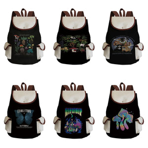 Mushroom Print Eco Friendly Backpack Customizable Personalized Name