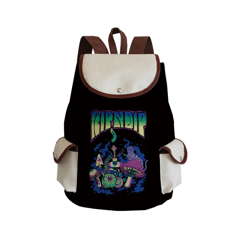 Mushroom Print Eco Friendly Backpack Customizable Personalized Name