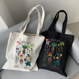 Mushroom Shoulder Bag Canvas Harajuku Shopper Casual Tote Border Collie