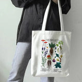 Mushroom Shoulder Bag Canvas Harajuku Shopper Casual Tote Border Collie