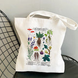 Mushroom Shoulder Bag Canvas Harajuku Shopper Casual Tote Border Collie