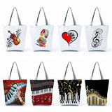 Music Notation Handbags for Women Piano Violin Print Tote Gift