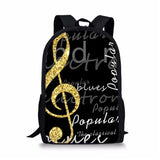 Music Note 3D Print Backpack for Kids Orthopedic School Bag