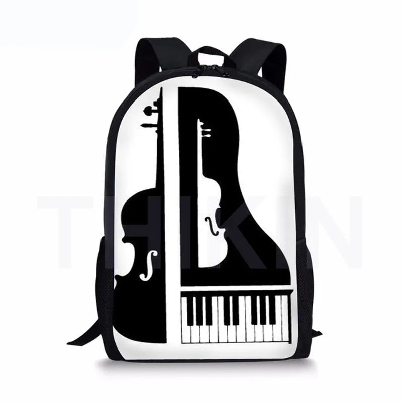 Music Note 3D Print Backpack for Kids Orthopedic School Bag