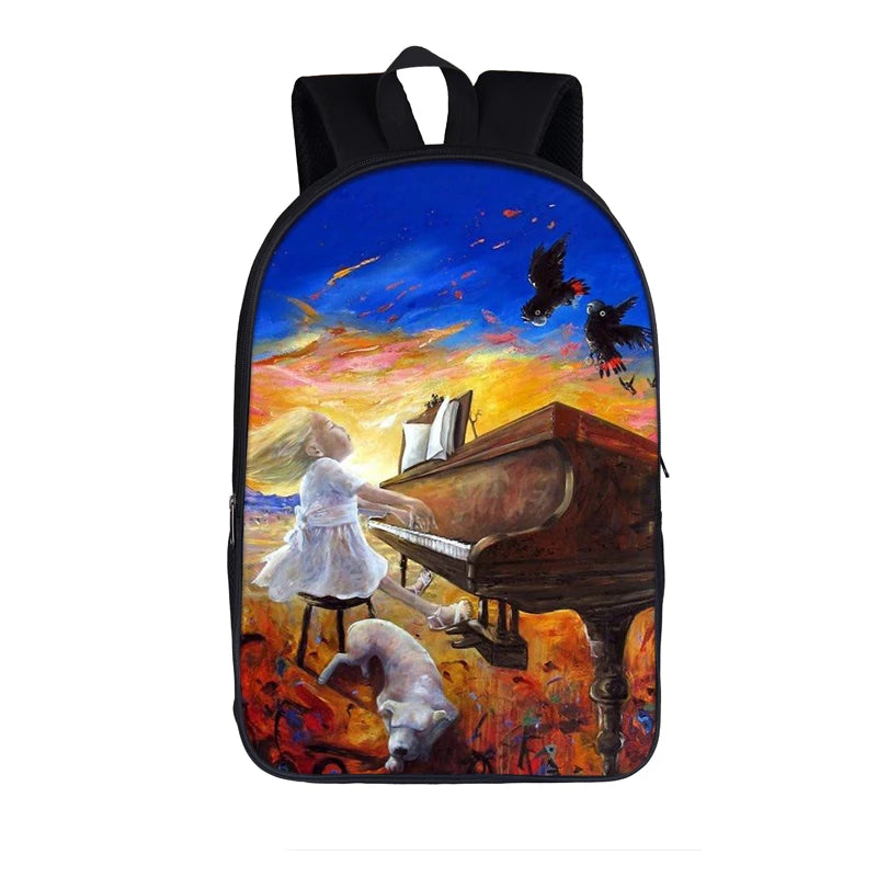 Music Note Backpack Daypack Guitar / Piano Daypack Women Men Rucksack