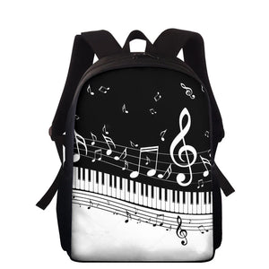 Music Note Schoolbag Piano Keyboard/Guitar Print Kids Book Bags 15inch