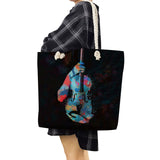 Music Note Print Handbags For Women Guitar Piano Graphic Outdoor Tote Bags