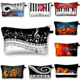 Music Notes Cosmetic Bag Makeup Bag Piano Guitar Storage Travel Case