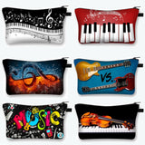 Music Notes Cosmetic Case Women Makeup Bags Piano / Guitar Ladies Storage Bags