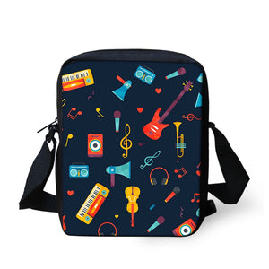 Music Sign Print Messenger Bag Student Casual Cross-body Satchel Handbag
