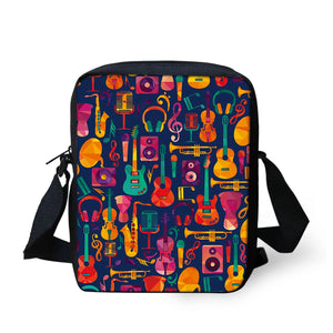 Music Sign Print Messenger Bag Student Casual Cross-body Satchel Handbag