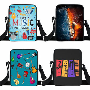 Flame Print Shoulder Bag Jazz Saxophone Women Handbag