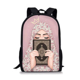 Muslim Girl Love Book Print Women Men Backpacks Casual Students Laptop Daypacks