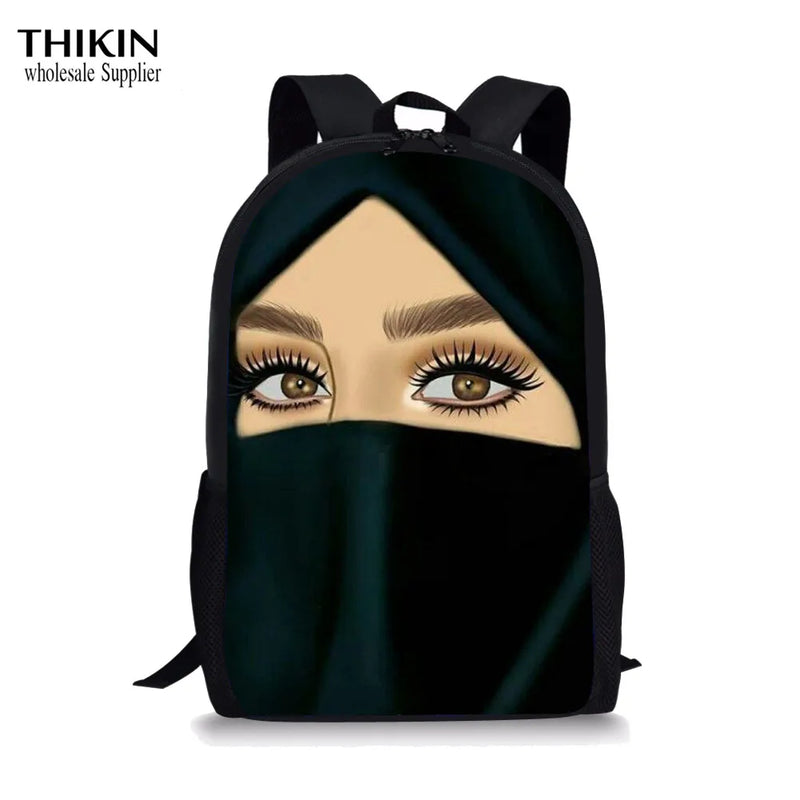 Muslim Girl Love Book Print Women Men Backpacks Casual Students Laptop Daypacks