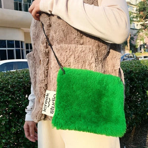 Muxi Lamb Down Shoulder Bag Multicolor Versatile Handbag