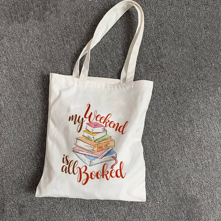 Book Lover Tote Bag - Weekend Booked Canvas Handbag