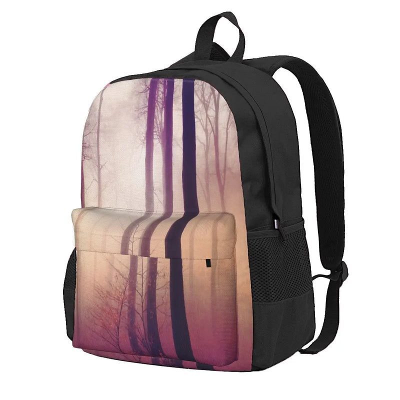 Mysts Forest In Winter Fog Backpacks Men Women Recycled