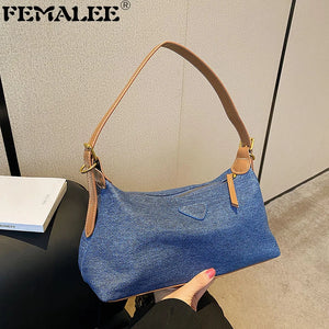Women's Denim Shoulder Bag Casual Handbag Purse Canvas Strap