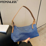 Women's Denim Shoulder Bag Casual Handbag Purse Canvas Strap