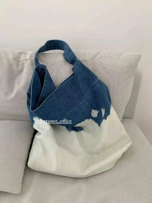 Canvas Jeans Messenger Bags Soft Student Large Capacity Open Shopping Handbags