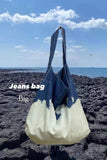 Canvas Jeans Messenger Bags Soft Student Large Capacity Open Shopping Handbags