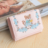 Chinese Women Pink Fox Tassel Short Money Case Wallet Purse