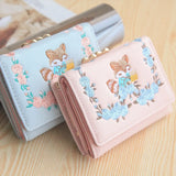 Chinese Women Pink Fox Tassel Short Money Case Wallet Purse