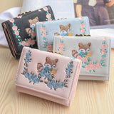 Chinese Women Pink Fox Tassel Short Money Case Wallet Purse