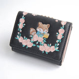 Chinese Women Pink Fox Tassel Short Money Case Wallet Purse