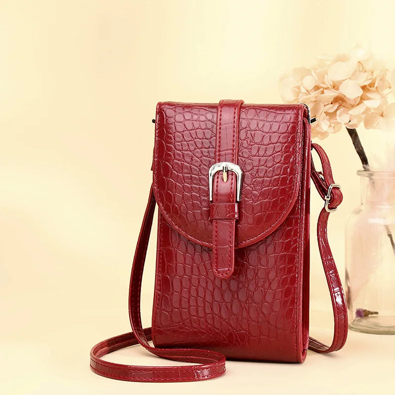 Women Cell Phone Bag Ladies Purse Leather Flap Small Messenger Shoulder Bags