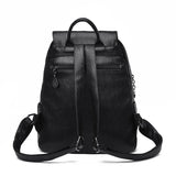 Double Tassels Women Leather Backpacks High Female Backpack