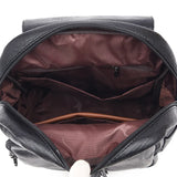 Double Tassels Women Leather Backpacks High Female Backpack Casual Daily Bag
