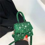 PU Leather Mini Shoulder Handbag Sequins Flap Messenger Crossbody Bag for Women