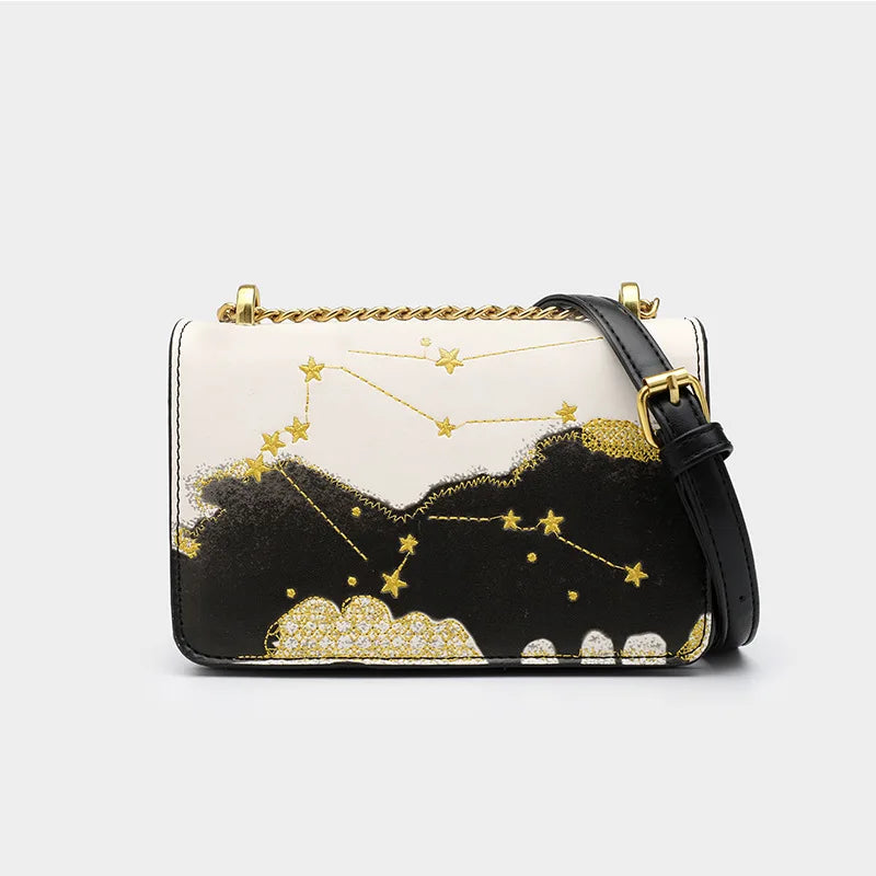 Starry Sky Embroidery Small Square Bag Women Handbag Shoulder Messenger