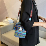 Ethnic Women Shoulder Bag Hand Woven Tassels Crossbody Bag Bohemian Small Bucket